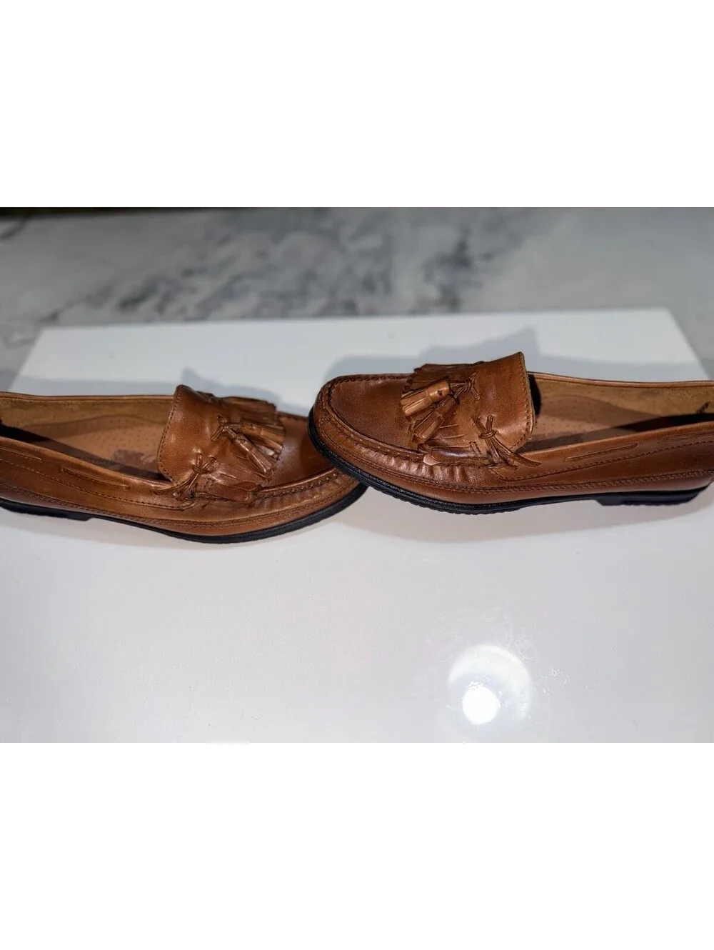 Giorgio Brutini Brown Leather Kiltie Tassel Loafers Men’s 10.5 D Moc Toe
